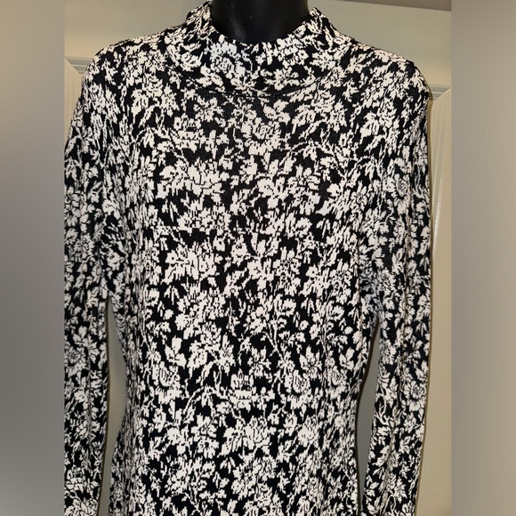 MICHAEL KORS White Black Floral Bodycon Knit Dress size XL - Picture 8 of 15
